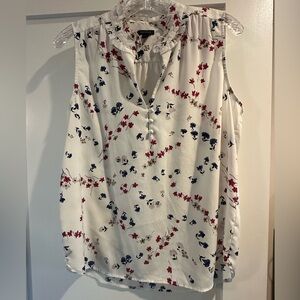 Ann Taylor flutter neck floral print tank